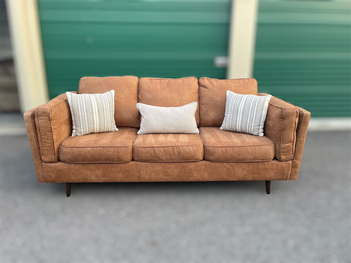 Brown Faux Leather 3-Seater Sofa – Ashley Furniture