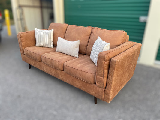 Brown Faux Leather 3-Seater Sofa – Ashley Furniture