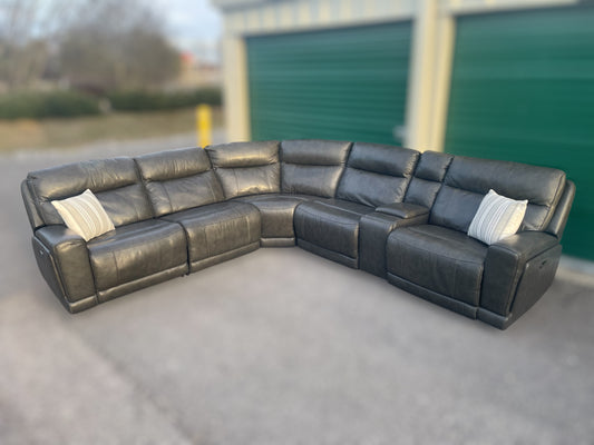 Lauretta 6-Piece Leather Power Reclining Sectional