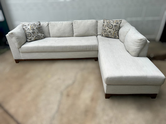 Beautiful 2-Piece White Fabric Sectional