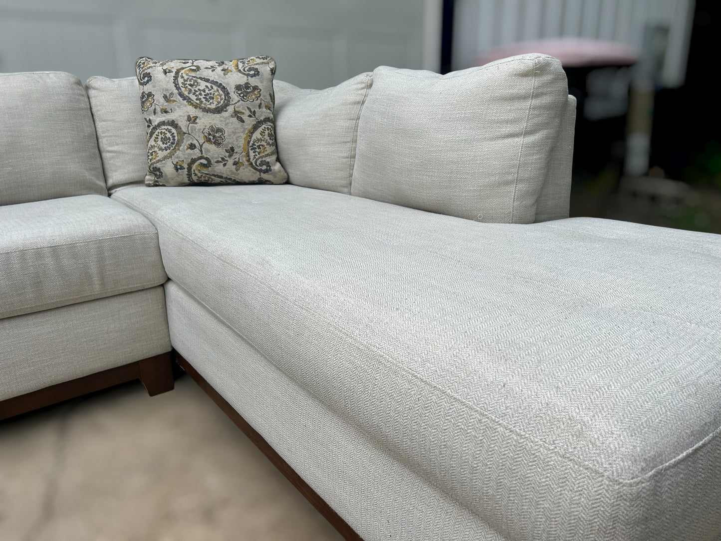 Beautiful 2-Piece White Fabric Sectional