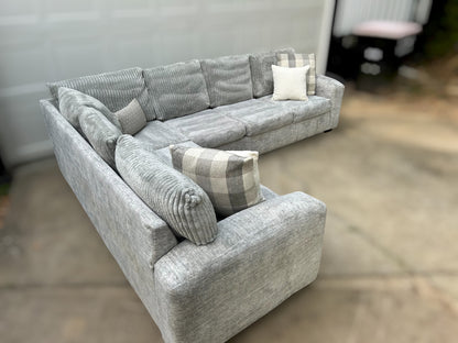 Grey 2-Piece Soft Corduroy Sectional