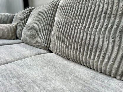 Grey 2-Piece Soft Corduroy Sectional