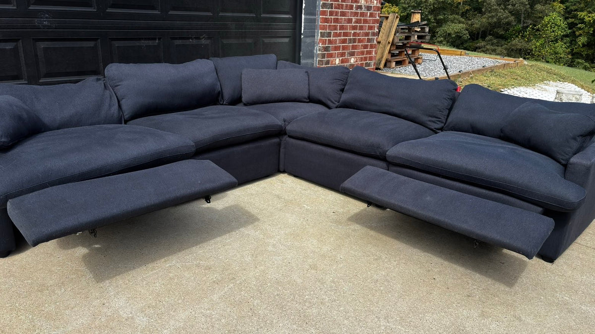 Navy Blue American Signature Sectional Couch