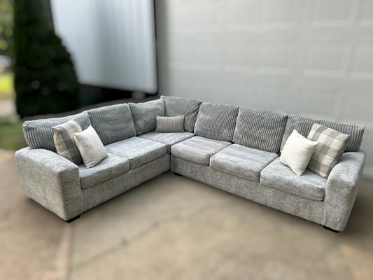Grey 2-Piece Soft Corduroy Sectional