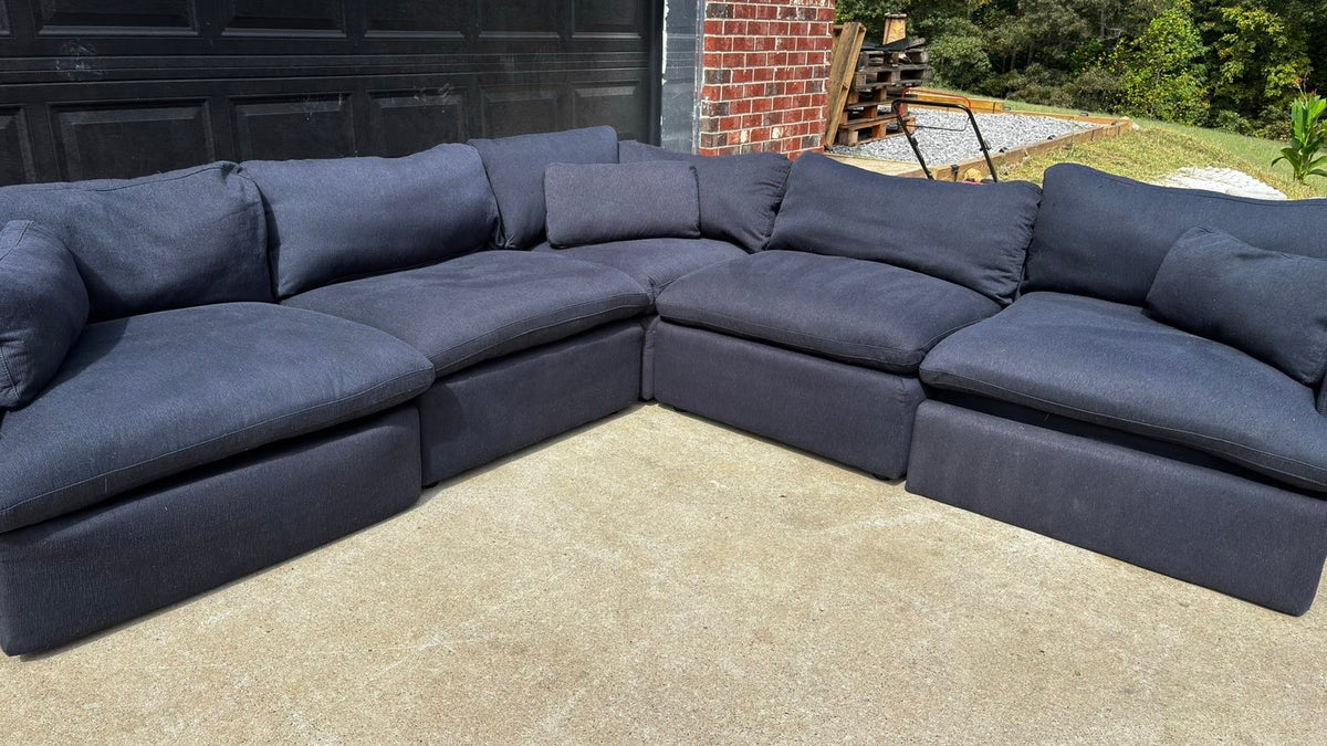 Navy Blue American Signature Sectional Couch