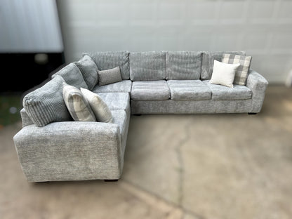 Grey 2-Piece Soft Corduroy Sectional