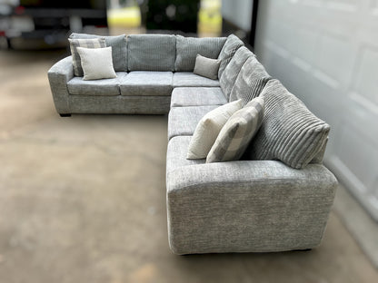 Grey 2-Piece Soft Corduroy Sectional