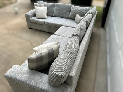 Grey 2-Piece Soft Corduroy Sectional