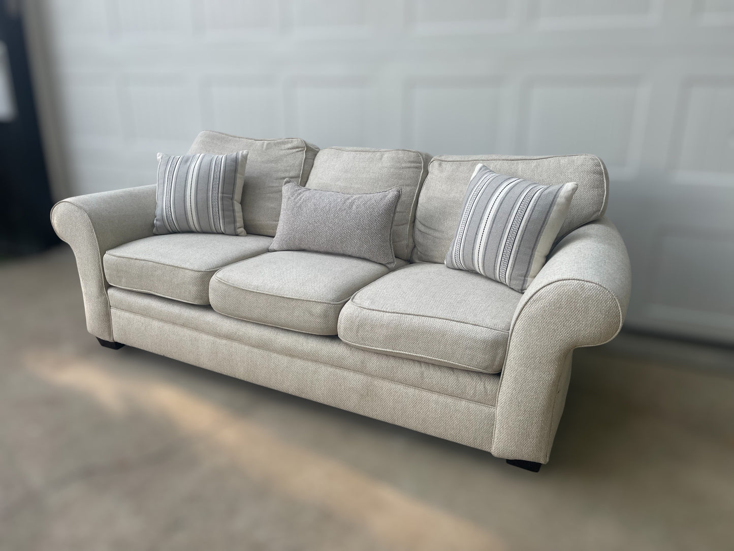Off-White Fabric 3-Seater Sofa