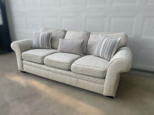 Off-White Fabric 3-Seater Sofa