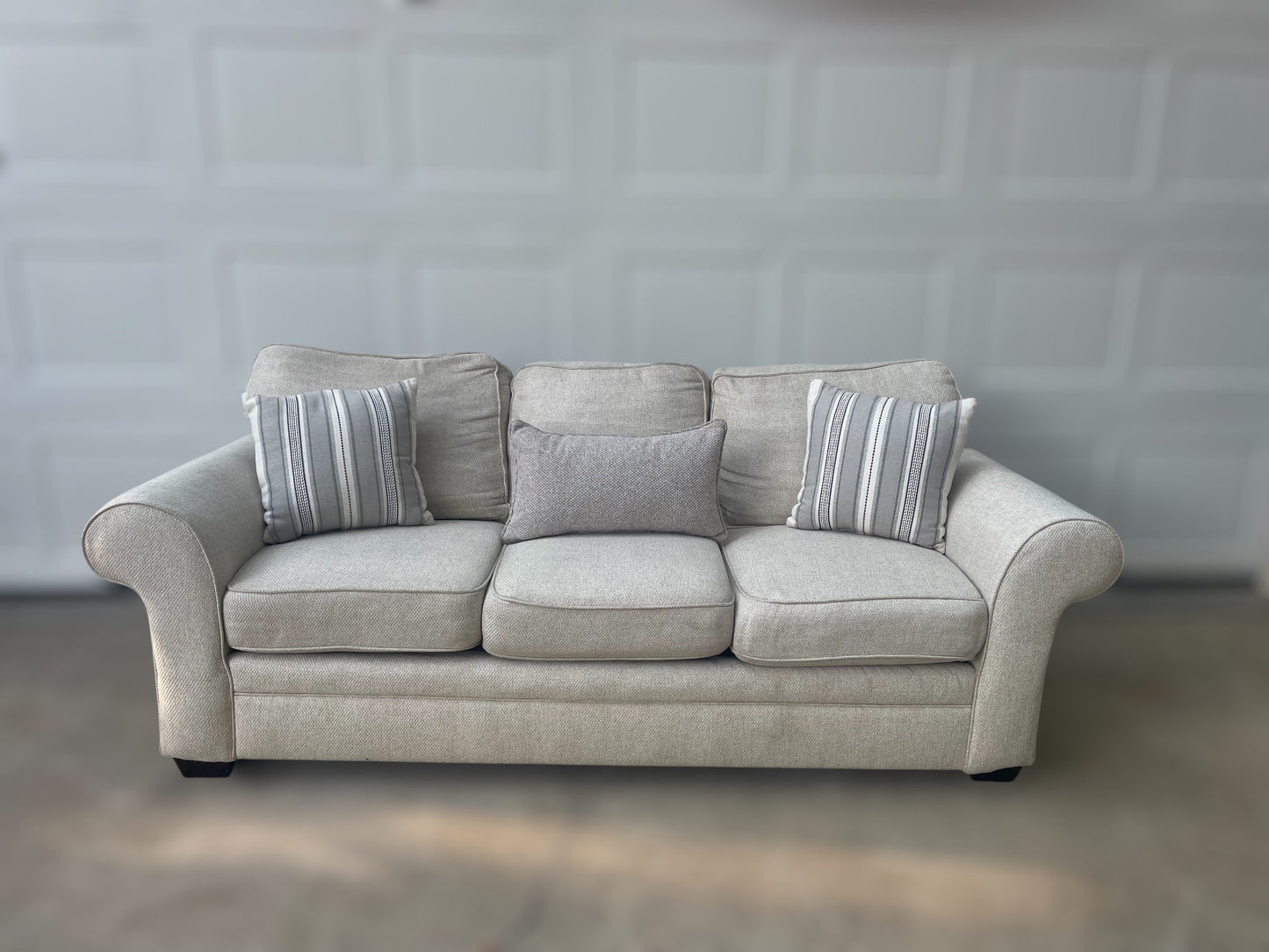 Off-White Fabric 3-Seater Sofa