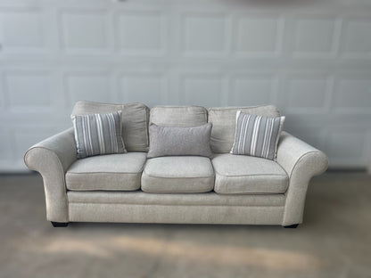 Off-White Fabric 3-Seater Sofa