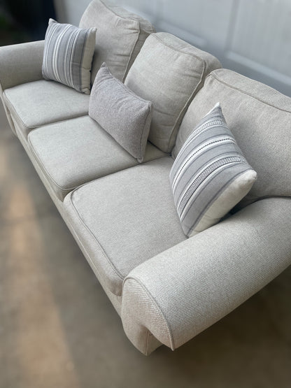 Off-White Fabric 3-Seater Sofa