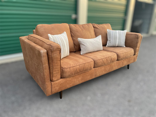 Brown Faux Leather 3-Seater Sofa – Ashley Furniture