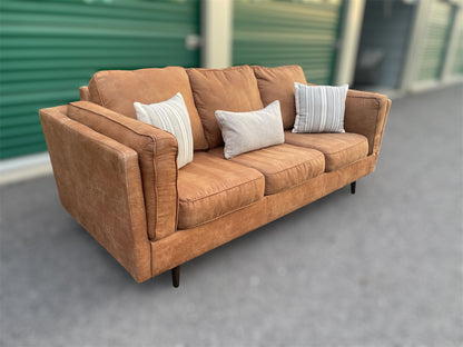 Brown Faux Leather 3-Seater Sofa – Ashley Furniture