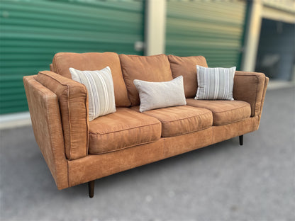 Brown Faux Leather 3-Seater Sofa – Ashley Furniture