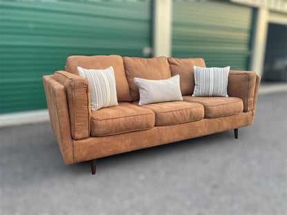 Brown Faux Leather 3-Seater Sofa – Ashley Furniture