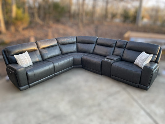Lauretta 6-Piece Leather Power Reclining Sectional – Costco