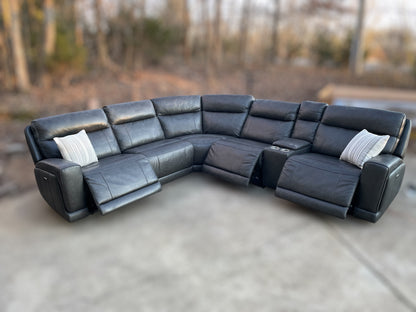 Lauretta 6-Piece Leather Power Reclining Sectional – Costco