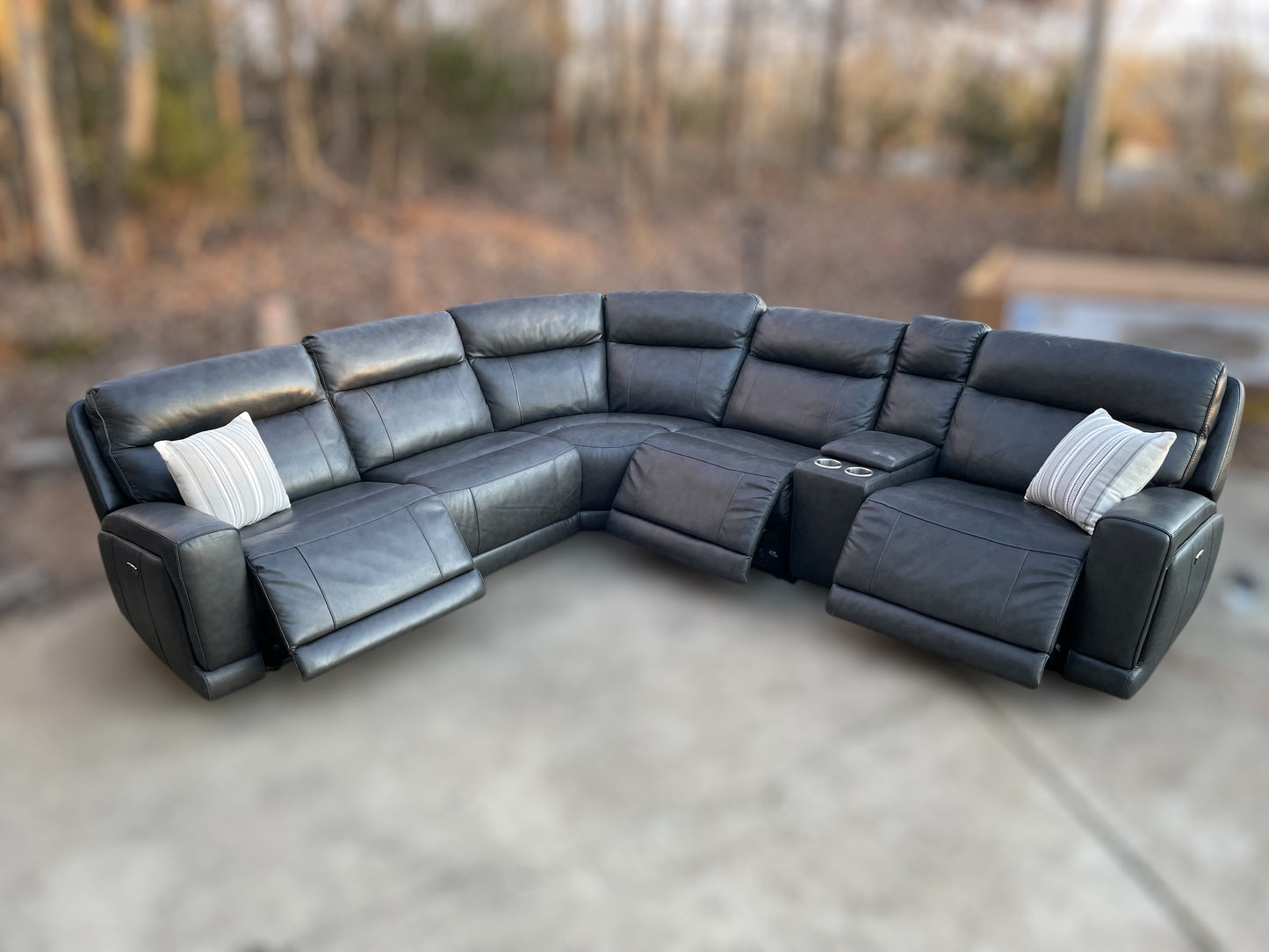 Lauretta 6-Piece Leather Power Reclining Sectional – Costco
