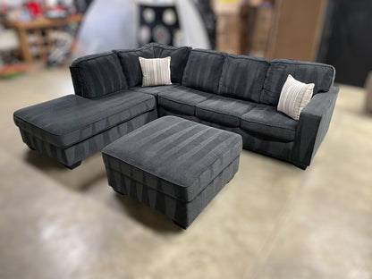 Navy Blue Ashley Sleeper Sectional w/ Ottoman