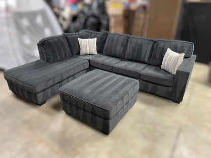 Navy Blue Ashley Sleeper Sectional w/ Ottoman