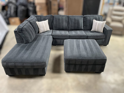 Navy Blue Ashley Sleeper Sectional w/ Ottoman