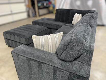 Navy Blue Ashley Sleeper Sectional w/ Ottoman