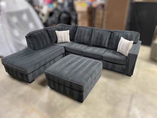Navy Blue Ashley Sleeper Sectional w/ Ottoman