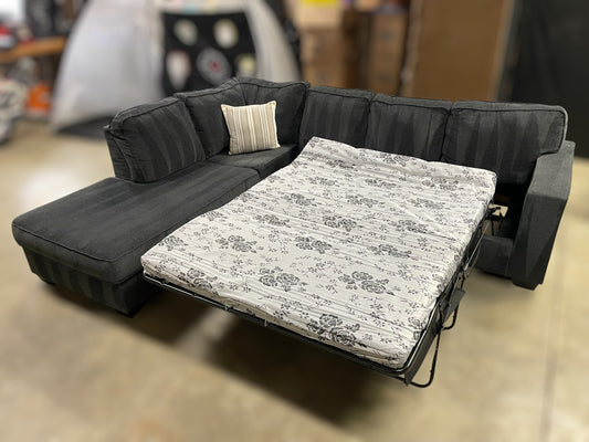 Navy Blue Ashley Sleeper Sectional w/ Ottoman