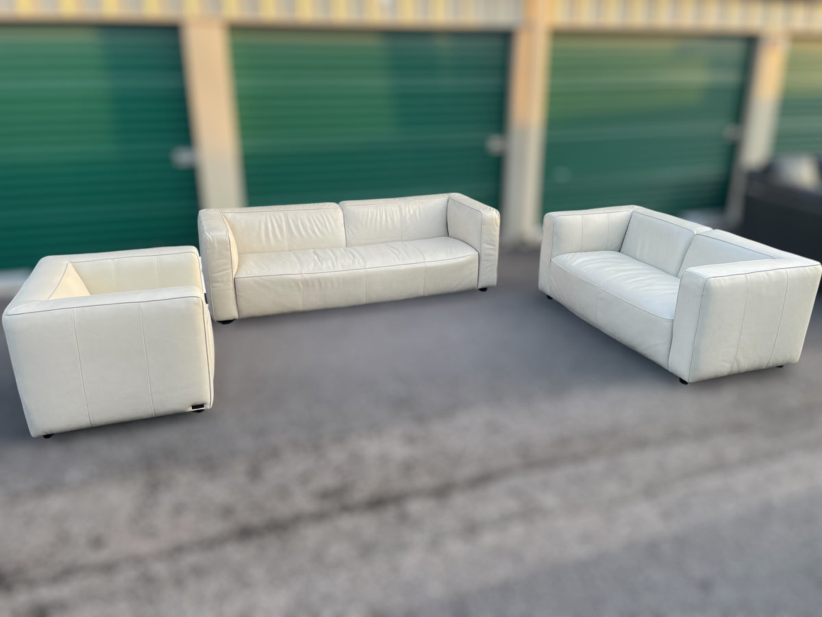 Brady Leather 3-Piece Set – Ivory