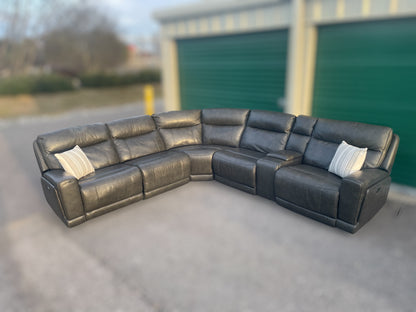 Lauretta 6-Piece Leather Power Reclining Sectional