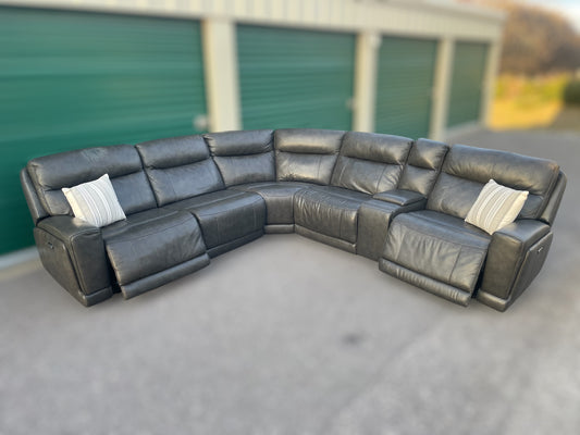 Lauretta 6-Piece Leather Power Reclining Sectional