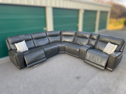 Lauretta 6-Piece Leather Power Reclining Sectional