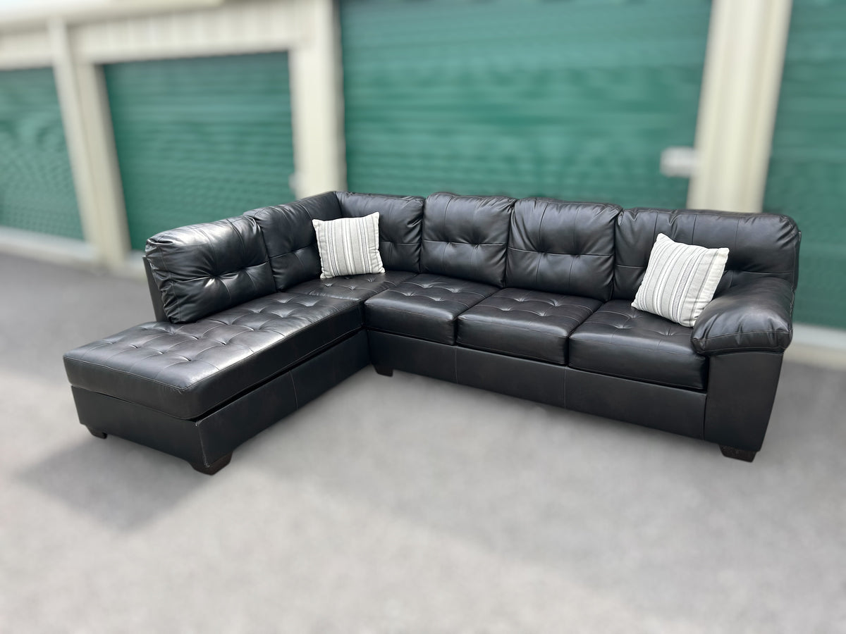 Dark Brown Faux Leather L-Shape Sectional