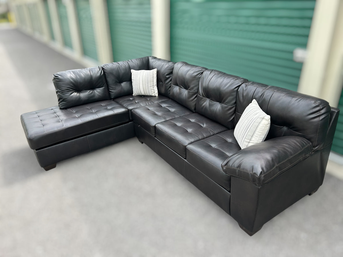 Dark Brown Faux Leather L-Shape Sectional