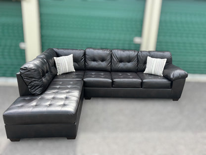 Dark Brown Faux Leather L-Shape Sectional