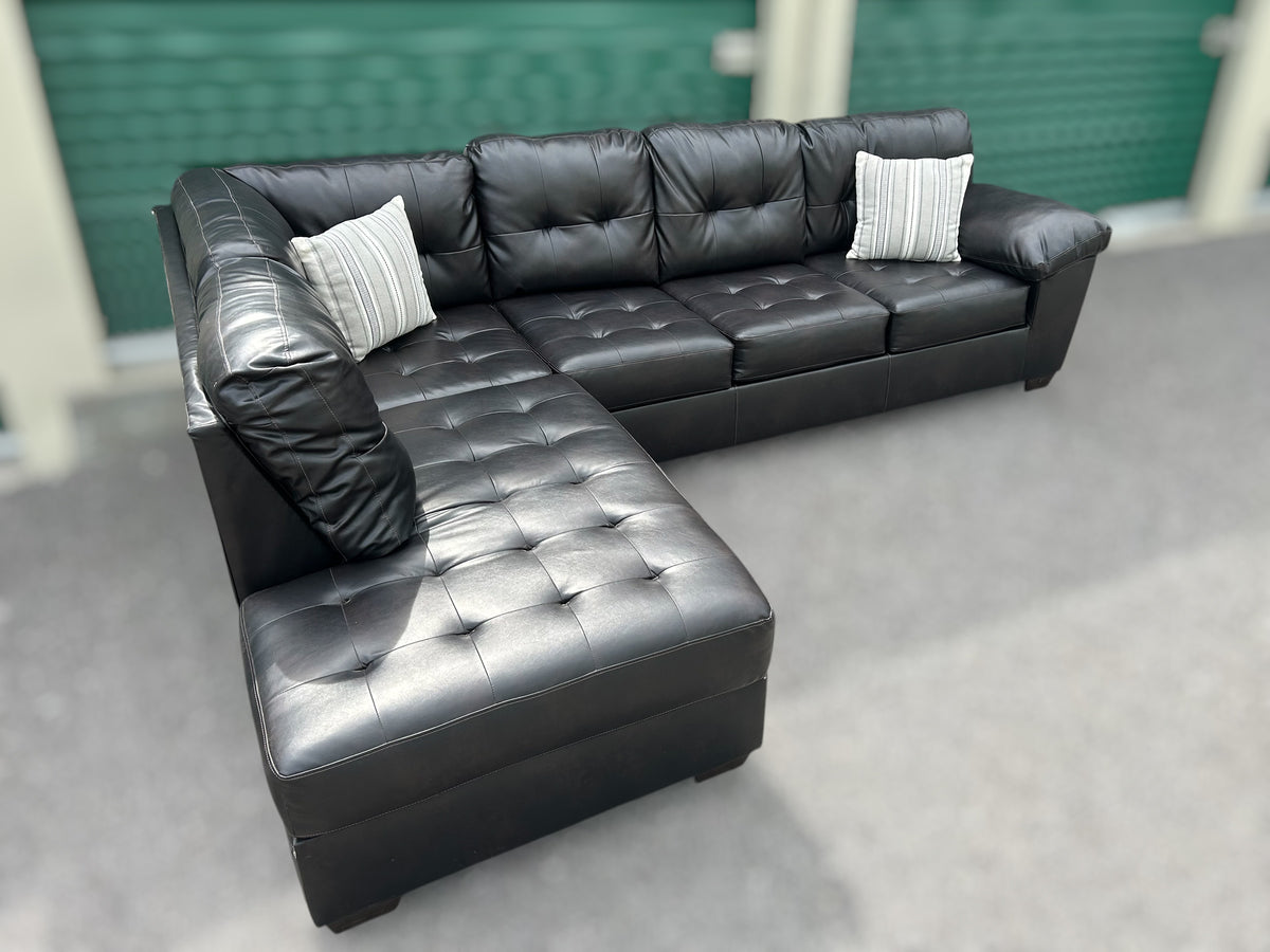 Dark Brown Faux Leather L-Shape Sectional