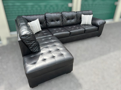 Dark Brown Faux Leather L-Shape Sectional