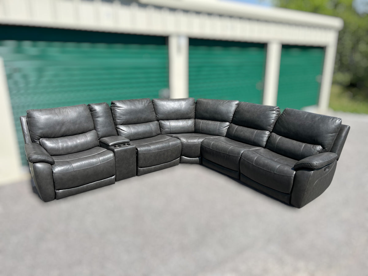 Wylder Leather Power Reclining Sectional with Power Headrests