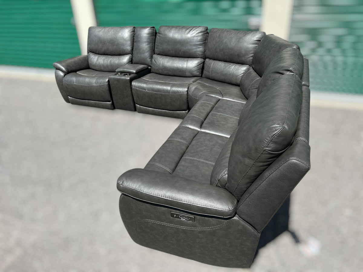 Wylder Leather Power Reclining Sectional with Power Headrests