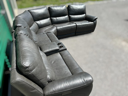 Wylder Leather Power Reclining Sectional with Power Headrests