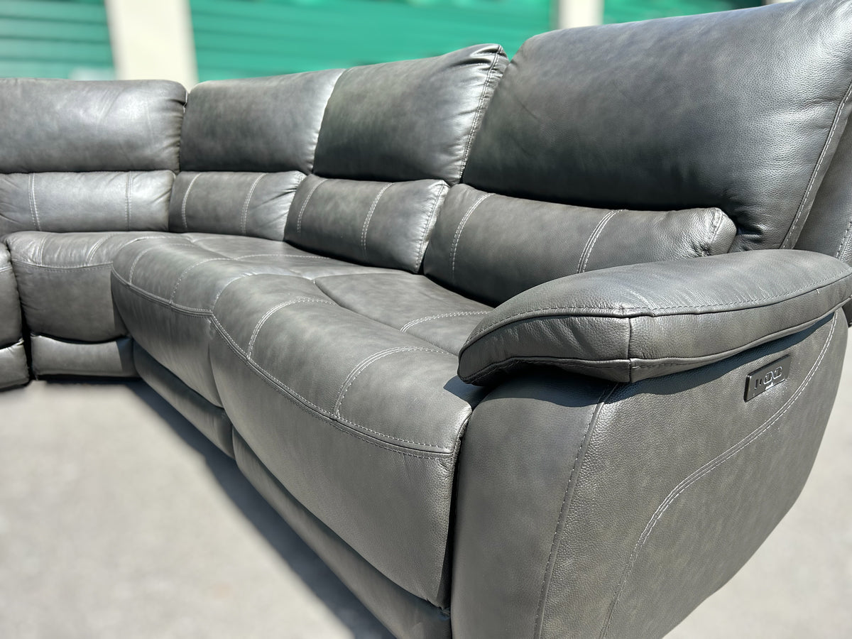 Wylder Leather Power Reclining Sectional with Power Headrests