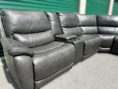 Wylder Leather Power Reclining Sectional with Power Headrests