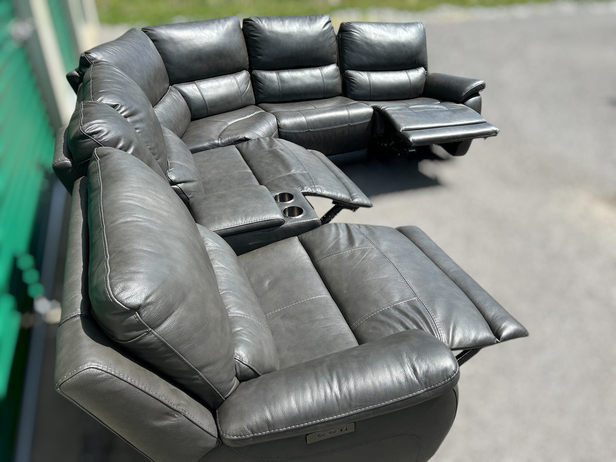 Wylder Leather Power Reclining Sectional with Power Headrests