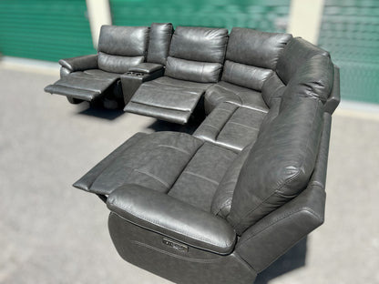 Wylder Leather Power Reclining Sectional with Power Headrests