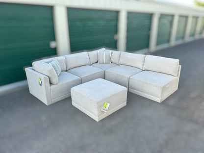 Thomasville Fallon 6-Piece Modular Sectional w/ Ottoman (Cream)