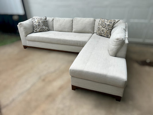 Beautiful 2-Piece White Fabric Sectional