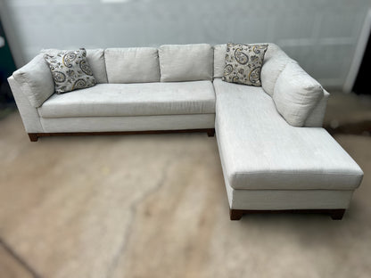 Beautiful 2-Piece White Fabric Sectional